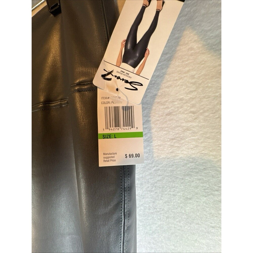 Seven7 Faux Leather Leggings Size Large Black NWT High Waist Stretch Pants - Picture 8 of 11